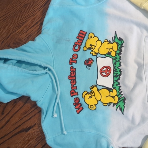 Cody KO Gradient Hoodie We Prefer To Chill Teddy Bear Graphic Whimsical Sz L - Picture 2 of 10